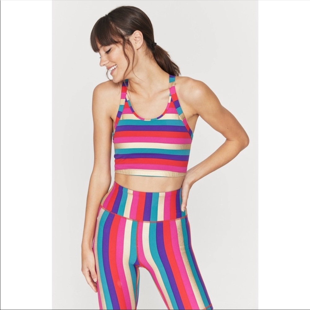**SOLD** Spiritual gangster rainbow metallic sports bra